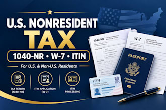 prepare US nonresident tax return 1040nr and itin w7 application