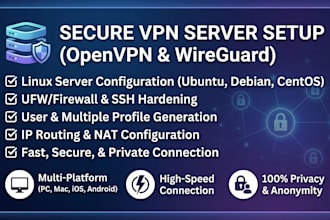 set up a secure openvpn or wireguard VPN server on linux
