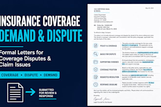 draft a formal insurance coverage demand and dispute letter
