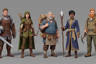 low poly 3d game character, npc model, stylized game ready character asset packs