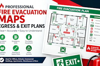 design fire sprinkler  emergency plan evacuation maps egress plan and exit plans