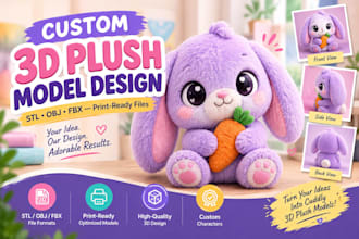 design a custom 3d plushie model, stl file for printing