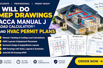 do mep drawings, acca manual j load calculations and hvac permit plans