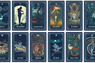 custom spiritual oracle tarot card illustration card layout, box, guidebook