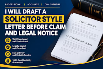 draft a solicitor style letter before claim and legal notice