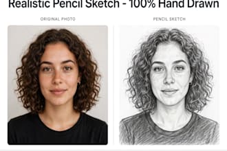 draw a realistic pencil sketch portrait drawing and illusion
