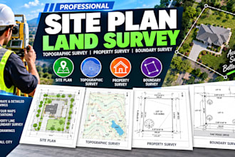 do site plan land survey topographic survey, property survey and boundary survey