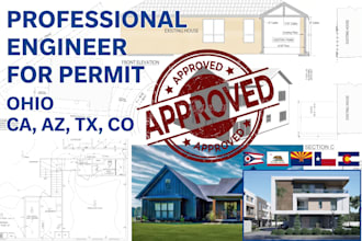 provide structural engineer permit drawing engineer stamp ohio ca, az, tx, co