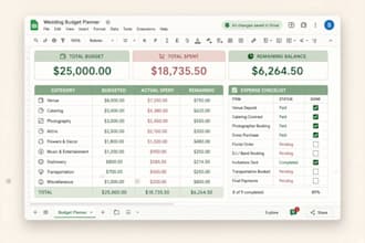 create google sheets wedding budget planner expense checklist tracker