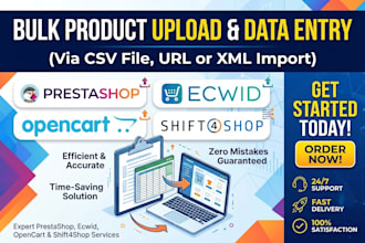 bulk product upload to prestashop ecwid opencart shift4shop via csv url import