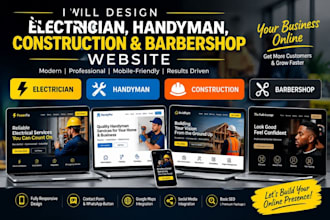 design electrician, handyman, construction and barbershop website