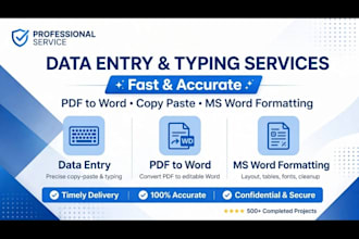 do fast data entry typing work and  ms word formatting