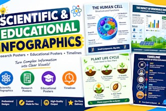 design scientific infographic research posters, educational poster and timelines