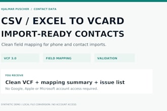 convert excel or CSV contacts to import ready vcard vcf files