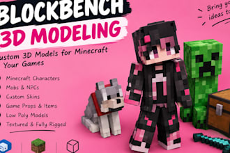 create custom 3d blockbench models, textures and animations