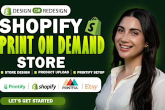 setup etsy or shopify print on demand store with printify printful