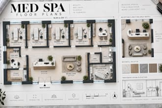 design med spa floor plans, treatment rooms with reception layouts