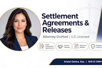 draft a settlement and release of liability agreement as a licensed attorney