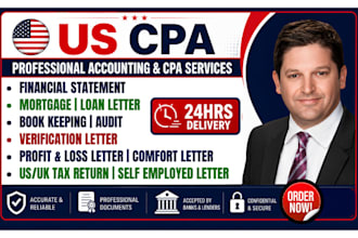 write a CPA verification letter, financial statement, income verification letter