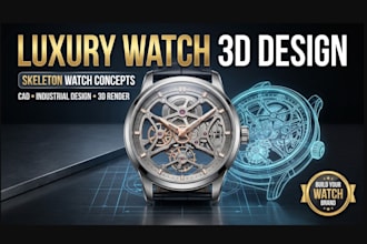 be your wristwatch brand designer, luxury skeleton watch 3d concepts design