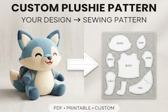 create a custom plush toy sewing pattern for your plushie design