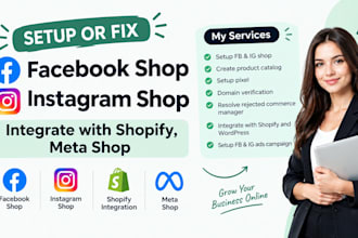 setup instagram shop, facebook shop, integrate with shopify, meta shop