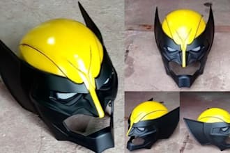 3d print and hand paint custom cosplay mask helmet armor and weapon