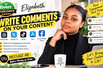 write comments on your blog posts, twitter, app, tik tok, social media post