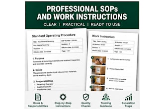 create professional sops and manufacturing work instructions