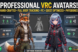 create custom vrchat avatar, anime 3d model, vrc character for pc and quest