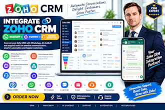 integrate zoho CRM with whatsapp, ai chatbot and customer support tools