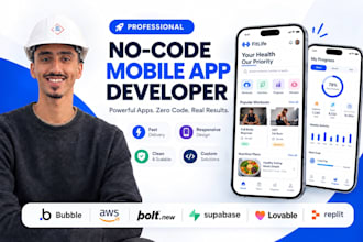 build your no code app bubble mvp, adalo, glide or mvp flutterflow