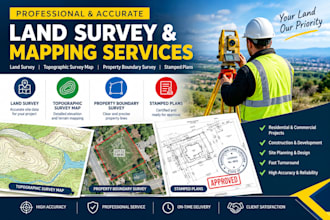 provide land survey, topographic survey map, property boundary survey and stamp