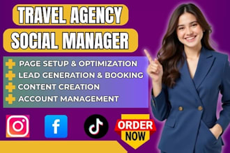 manage travel agency promote instagram facebook for leads and bookings