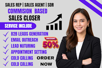 commission based sales closer b2b sales leads high ticket sales agent sales rep