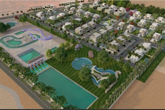 design 3d residential community masterplan site plan landscape aerial rendering