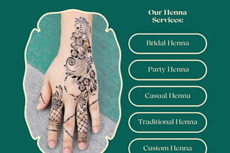 design modern henna beauty salon flyer and social media post