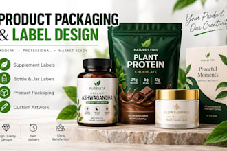 design, supplement label design, bottle label design, product packaging design