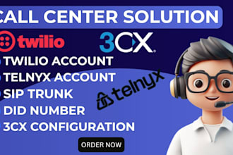 setup verified twilio telnyx account sip trunk did number 3cx IVR auto dialer