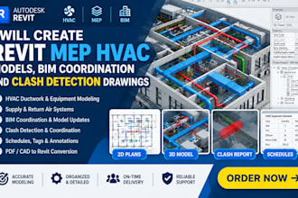 create revit mep hvac models, bim coordination and clash detection drawings