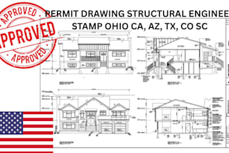 structural engineering and permit drawing engineer stamp ohio ca, az, tx, co sc