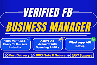create fresh verified fb business manager and ads account