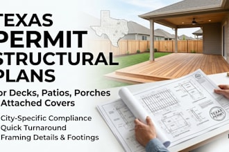 design texas permit structural plans for decks, patios, porches, attached covers