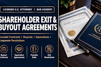 draft a shareholder exit agreement and founder equity transfer