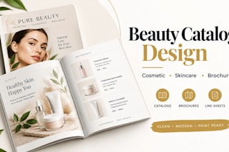 design beauty, skincare and cosmetic catalog, brochure, line sheet