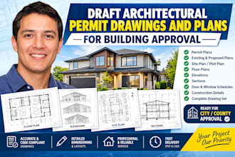 draft architectural permit drawings and plans for building approval