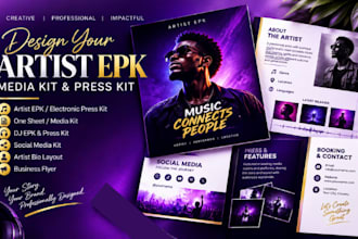 design an artist epk, electronic press kit media kit dj and one sheet