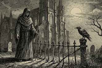 draw dark art illustration with engraving style