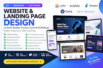 fix redesign softr bubble framer carrd shift4shop website landing page design