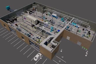 remodel 3d logistic warehouse, factory layout,industrial space render, revit bim